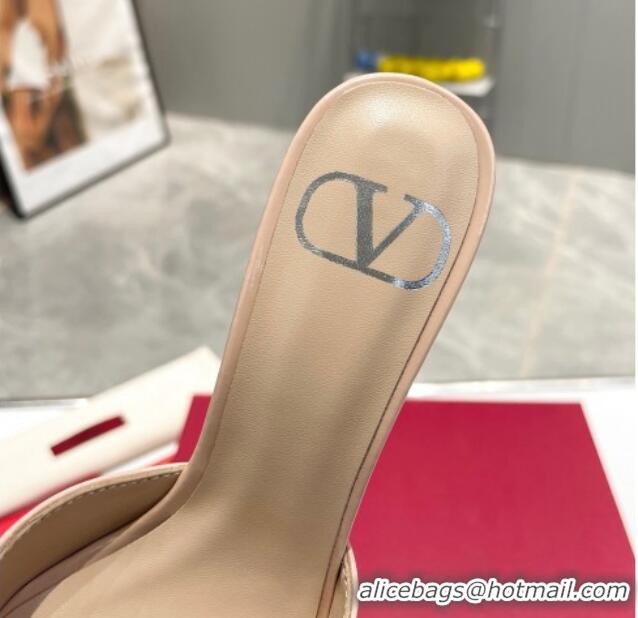 Duplicate Valentino VLogo Heel Mules 7.5cm in Patent Calfskin Nude 821080