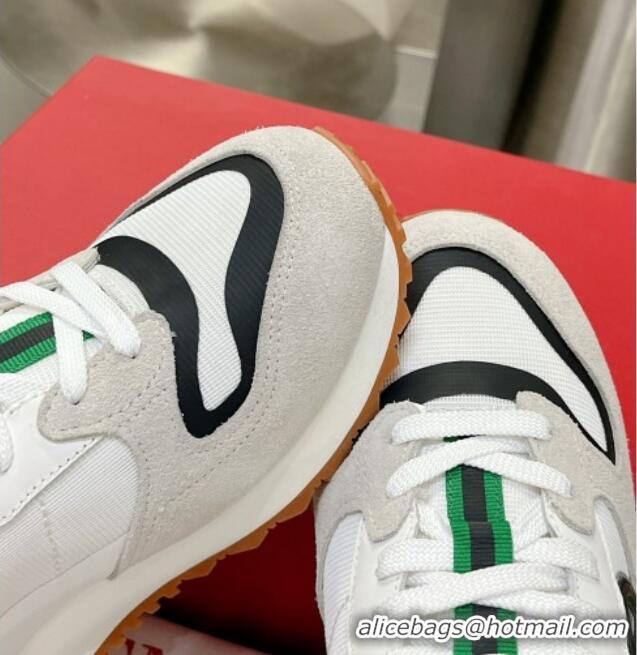 Sumptuous Valentino Vlogo Pace Low-top Sneakers in Suede and Fabric White/Green VLTN08281 828042