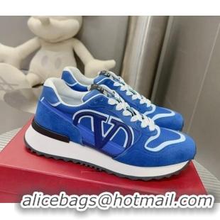 Duplicate Valentino Vlogo Pace Low-top Sneakers in Suede and Fabric VLTN08281 Blue