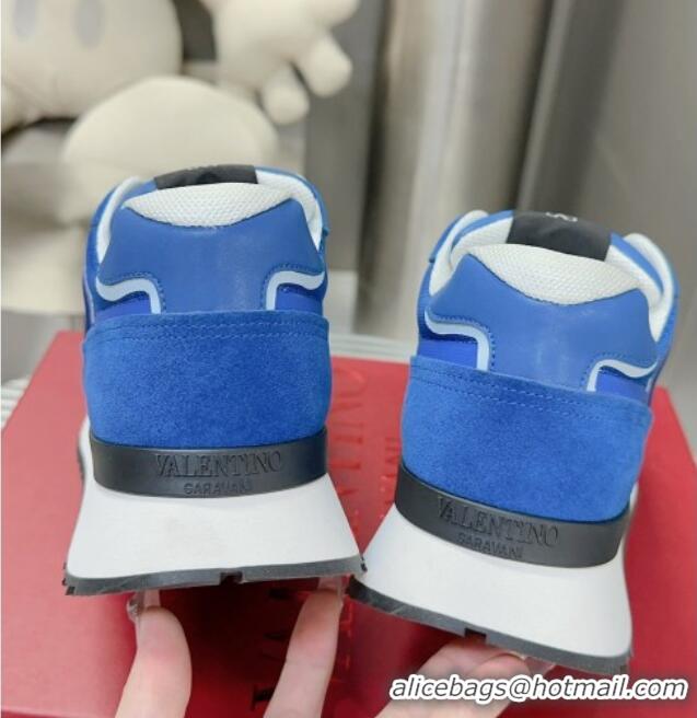 Duplicate Valentino Vlogo Pace Low-top Sneakers in Suede and Fabric VLTN08281 Blue