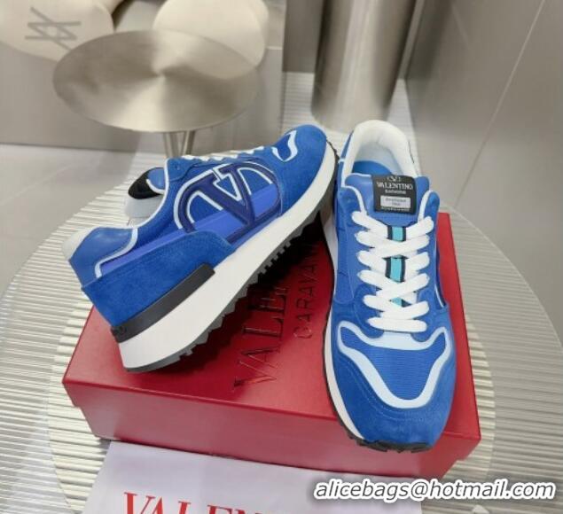 Duplicate Valentino Vlogo Pace Low-top Sneakers in Suede and Fabric VLTN08281 Blue