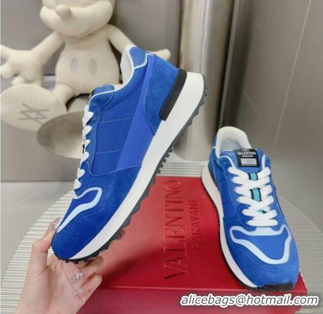 Duplicate Valentino Vlogo Pace Low-top Sneakers in Suede and Fabric VLTN08281 Blue