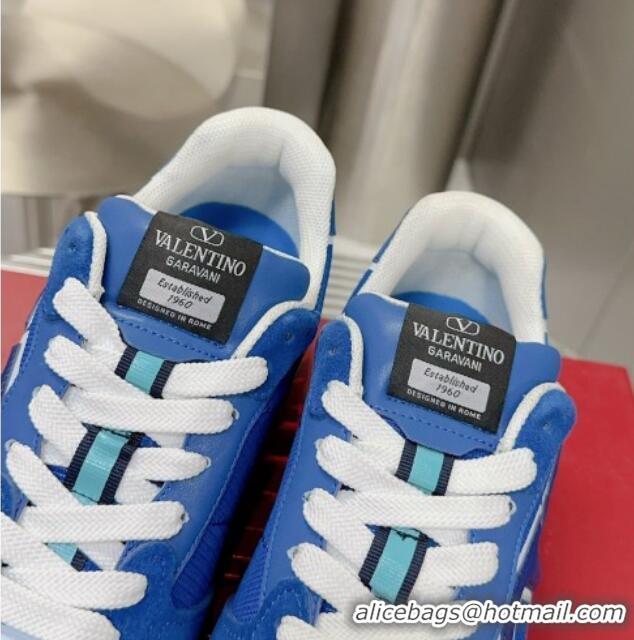 Duplicate Valentino Vlogo Pace Low-top Sneakers in Suede and Fabric VLTN08281 Blue