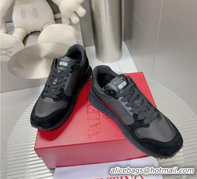 Top Grade Valentino Vlogo Pace Low-top Sneakers in Suede and Fabric VLTN08281 Black