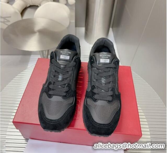 Top Grade Valentino Vlogo Pace Low-top Sneakers in Suede and Fabric VLTN08281 Black