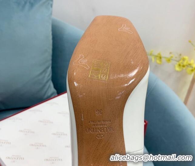 Best Grade Valentino Tan-Go Patent Leather Heel Pumps 6cm VLTN08282 White