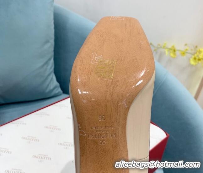 Low Price Valentino Tan-Go Patent Leather Heel Pumps 6cm VLTN08282 Beige