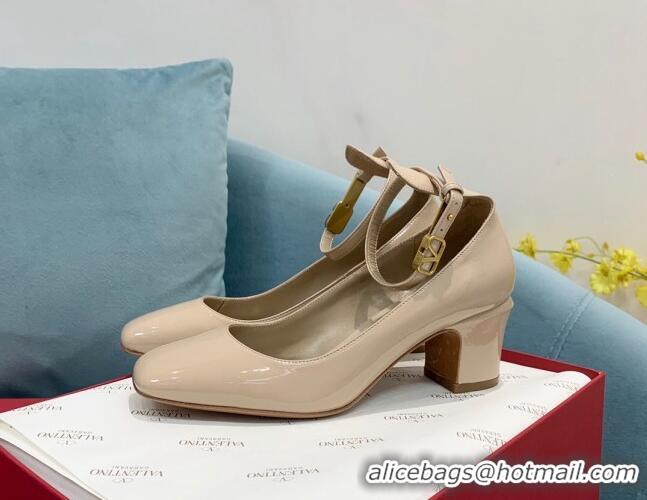 Low Price Valentino Tan-Go Patent Leather Heel Pumps 6cm VLTN08282 Beige