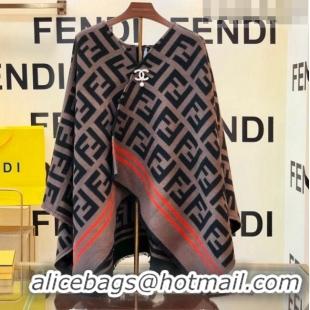 Super Quality Fendi Wool Cape 140cm FE082201 Brown 2023