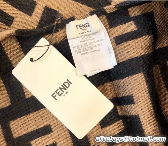 Super Quality Fendi Wool Cape 140cm FE082201 Brown 2023