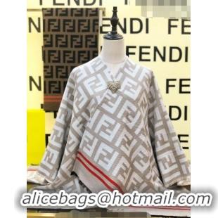 Top Quality Fendi Wool Cape 140cm FE082201 Grey/White 2023