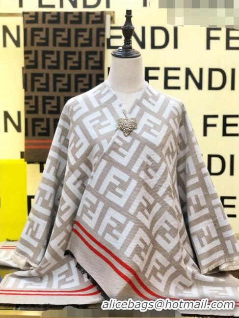 Top Quality Fendi Wool Cape 140cm FE082201 Grey/White 2023