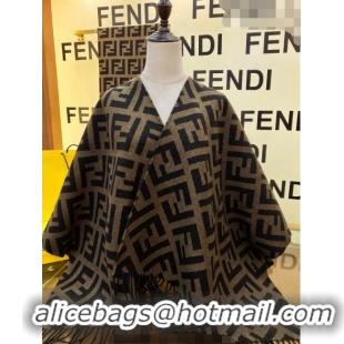 Low Cost Fendi Wool Cashmere Shawl/Cape FE082201 Khaki 2023