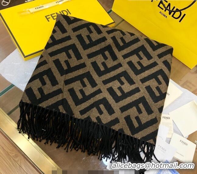 Low Cost Fendi Wool Cashmere Shawl/Cape FE082201 Khaki 2023