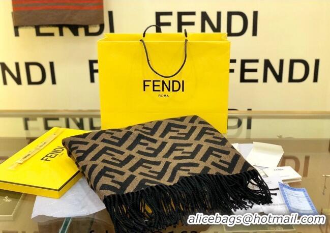 Low Cost Fendi Wool Cashmere Shawl/Cape FE082201 Khaki 2023