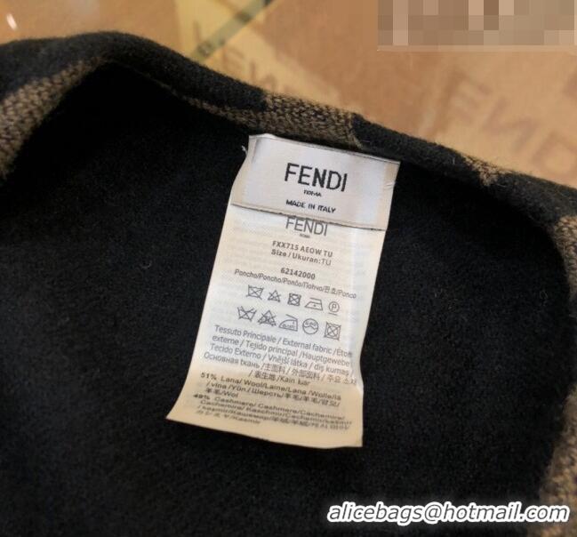 Low Cost Fendi Wool Cashmere Shawl/Cape FE082201 Khaki 2023