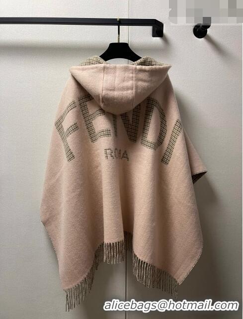 Luxurious Fendi Cashmere Wool Cape 140x160cm FE08231 Light Pink 2023