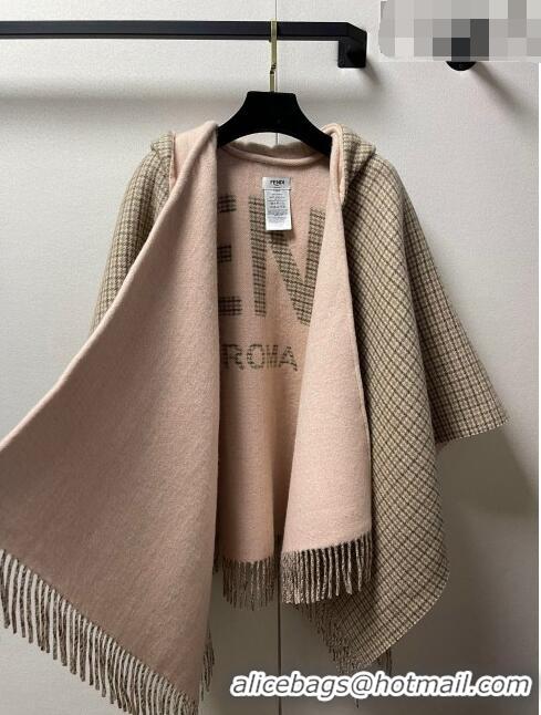 Luxurious Fendi Cashmere Wool Cape 140x160cm FE08231 Light Pink 2023