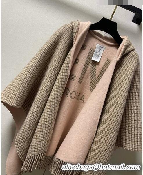 Luxurious Fendi Cashmere Wool Cape 140x160cm FE08231 Light Pink 2023