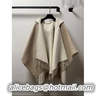 New Design Fendi Cashmere Wool Cape 140x160cm FE08231 Beige 2023