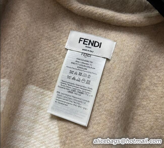 New Design Fendi Cashmere Wool Cape 140x160cm FE08231 Beige 2023