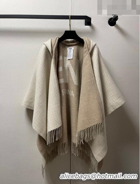 New Design Fendi Cashmere Wool Cape 140x160cm FE08231 Beige 2023