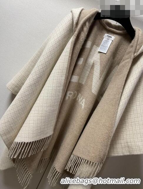 New Design Fendi Cashmere Wool Cape 140x160cm FE08231 Beige 2023