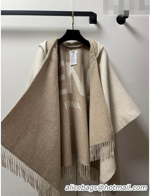 New Design Fendi Cashmere Wool Cape 140x160cm FE08231 Beige 2023