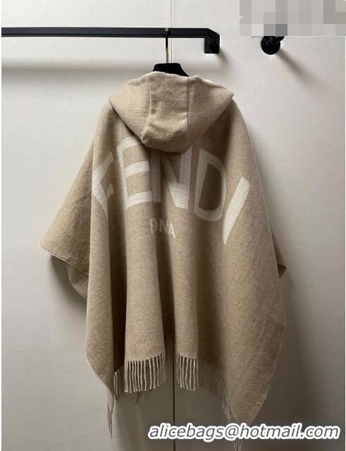 New Design Fendi Cashmere Wool Cape 140x160cm FE08231 Beige 2023