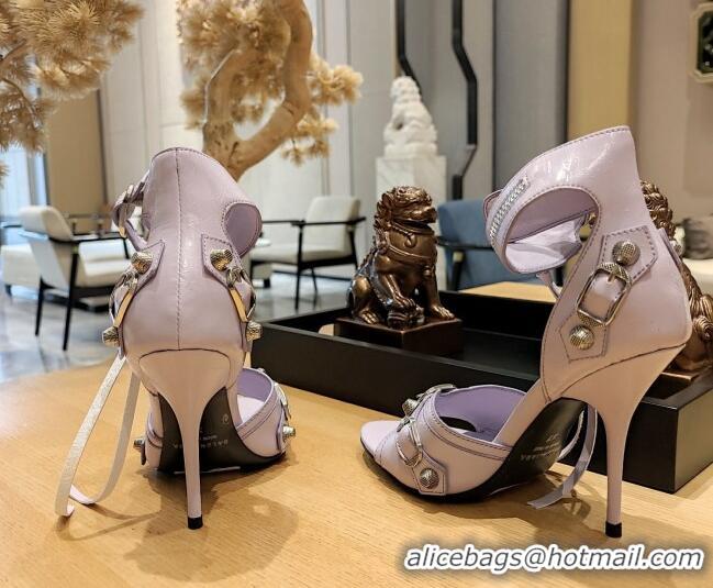 Good Product Balenciaga Cagole High Heel Sandals 10.5cm in Crinkle Shiny Leather Purple 524004