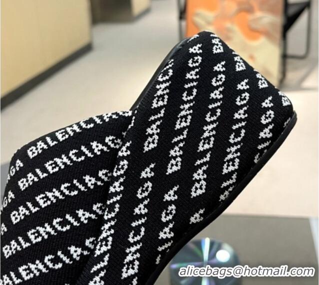 Shop Duplicate Balenciaga Wedge Slide Sandals 7cm in Print Allover Canvas Black/White 524012