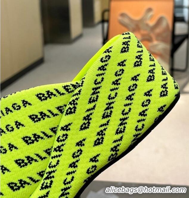 Best Grade Balenciaga Wedge Slide Sandals 7cm in Print Allover Canvas Neon Green 524017