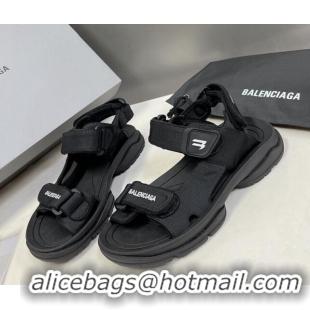 Stylish Balenciaga Tourist Strap Sandals 524018 Black