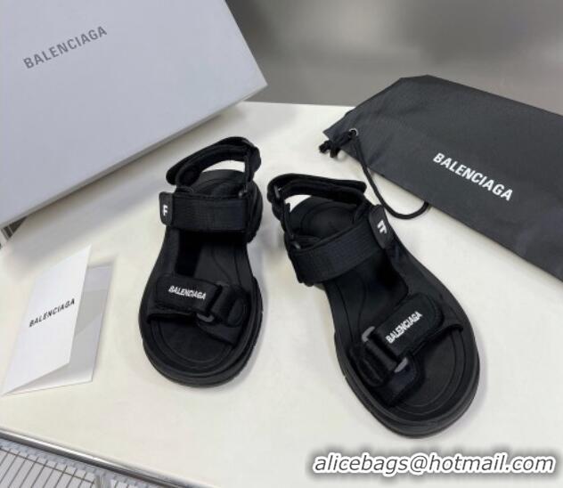 Stylish Balenciaga Tourist Strap Sandals 524018 Black