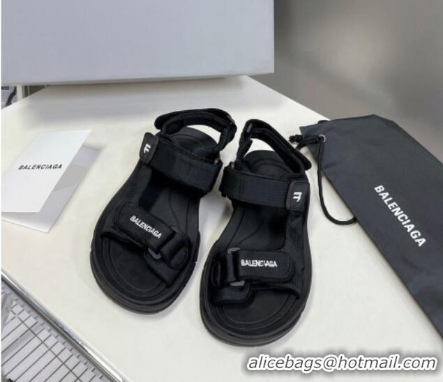 Stylish Balenciaga Tourist Strap Sandals 524018 Black