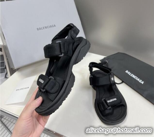 Stylish Balenciaga Tourist Strap Sandals 524018 Black