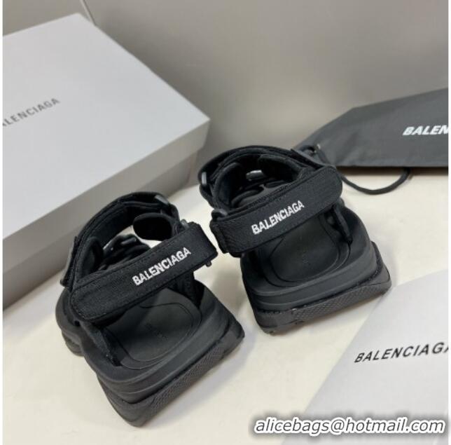 Stylish Balenciaga Tourist Strap Sandals 524018 Black