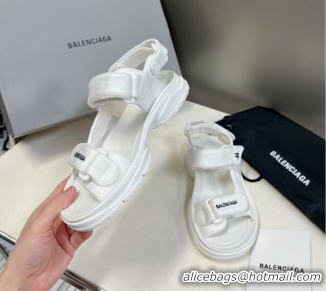 Classic Hot Balenciaga Tourist Strap Sandals White 524020