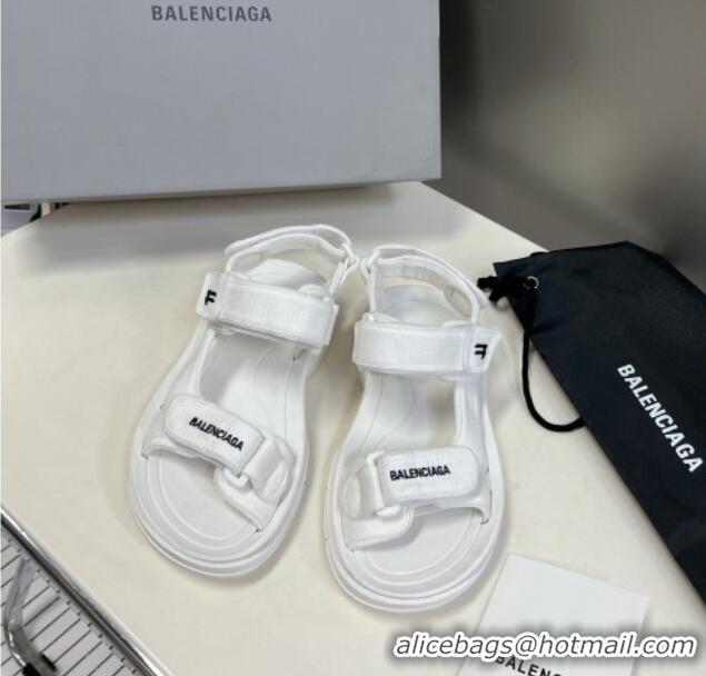 Classic Hot Balenciaga Tourist Strap Sandals White 524020