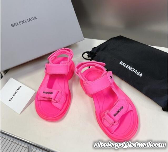 Good Product Balenciaga Tourist Strap Sandals Dark Pink 524021