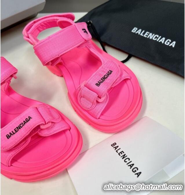 Good Product Balenciaga Tourist Strap Sandals Dark Pink 524021