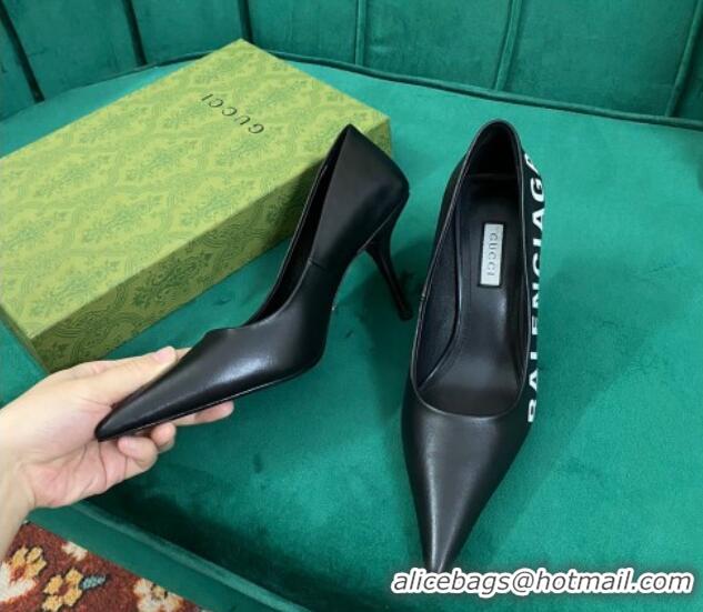 Best Price Balenciaga Knife Pumps 7.5cm in Print Leather Black 524026