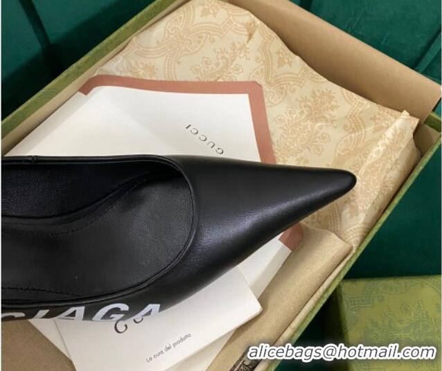 Best Price Balenciaga Knife Pumps 7.5cm in Print Leather Black 524026