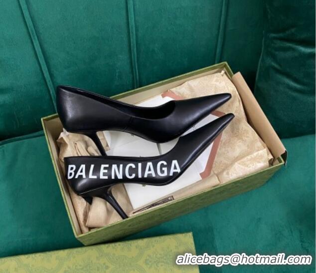 Best Price Balenciaga Knife Pumps 7.5cm in Print Leather Black 524026