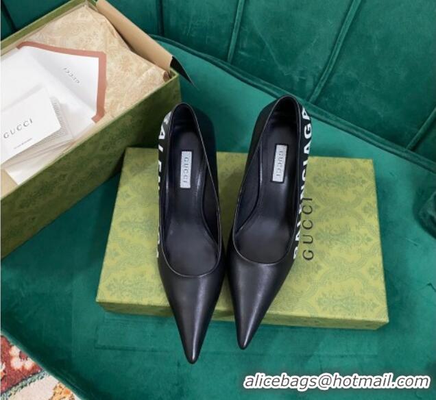 Best Price Balenciaga Knife Pumps 7.5cm in Print Leather Black 524026