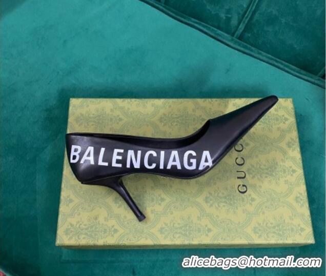 Best Price Balenciaga Knife Pumps 7.5cm in Print Leather Black 524026