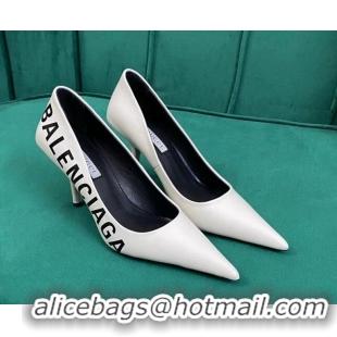 Low Price Balenciaga Knife Pumps 7.5cm in Print Leather White 524027