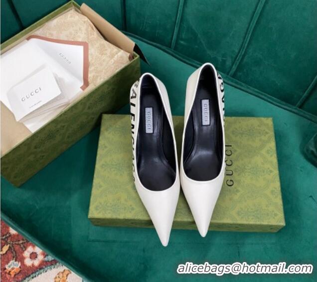 Low Price Balenciaga Knife Pumps 7.5cm in Print Leather White 524027