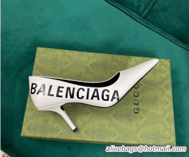 Low Price Balenciaga Knife Pumps 7.5cm in Print Leather White 524027