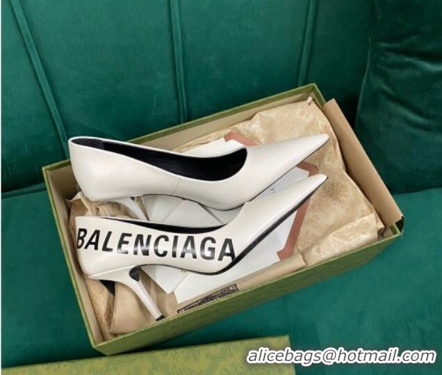 Low Price Balenciaga Knife Pumps 7.5cm in Print Leather White 524027